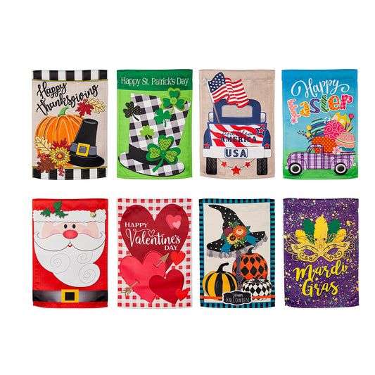 Seasonal Suede Garden Flag Set of 8, Classic