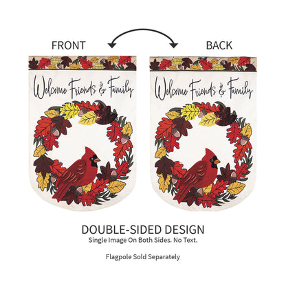 Welcome Friends & Family Cardinal Applique Garden Flag