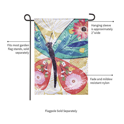 Folk Butterfly Moire Garden Flag