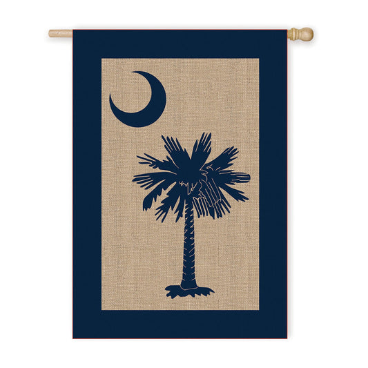 South Carolina Palmetto House Burlap Flag