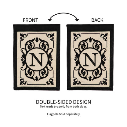 Cambridge Monogram Garden Applique Flag, Letter N