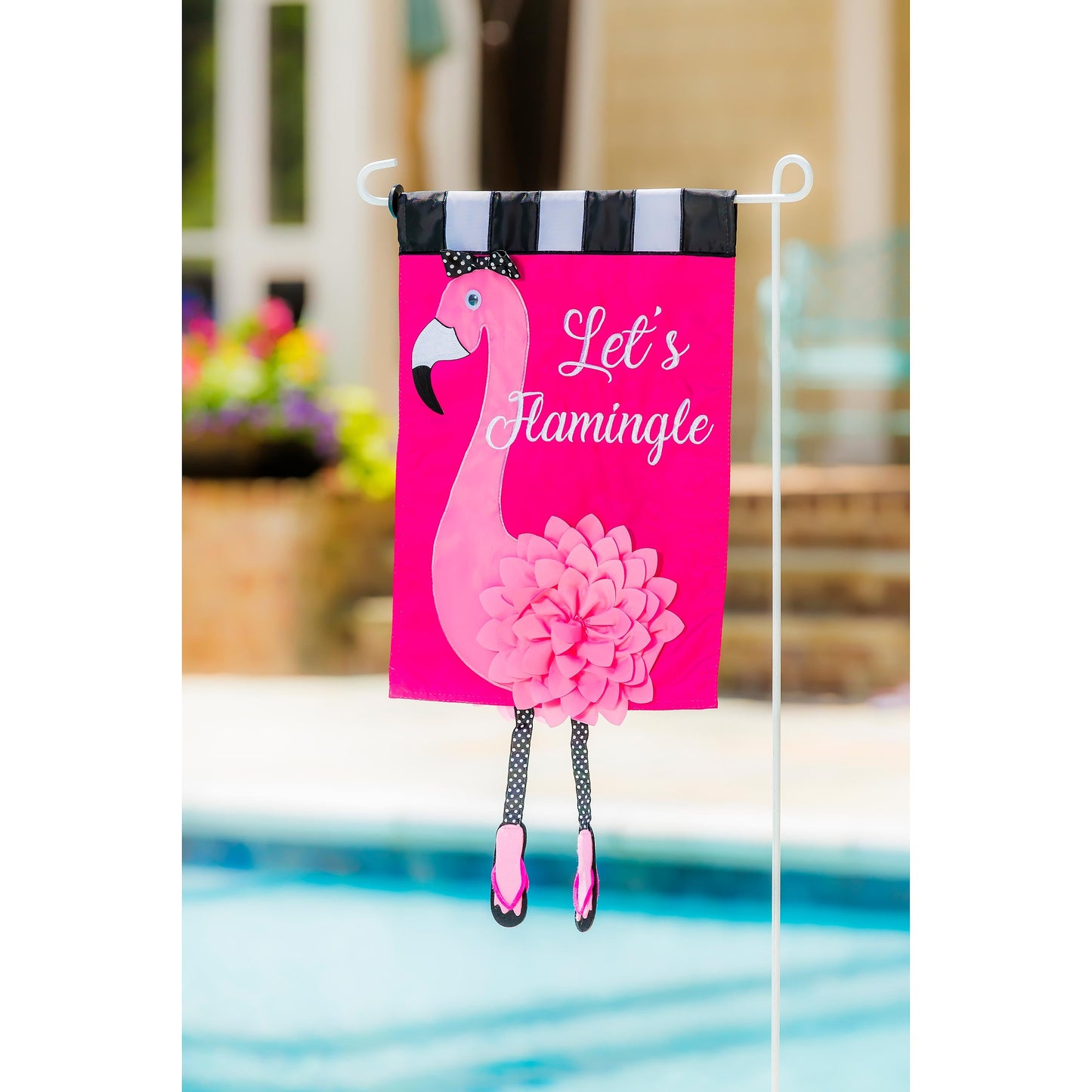 Let's Flamingle Garden Applique Flag