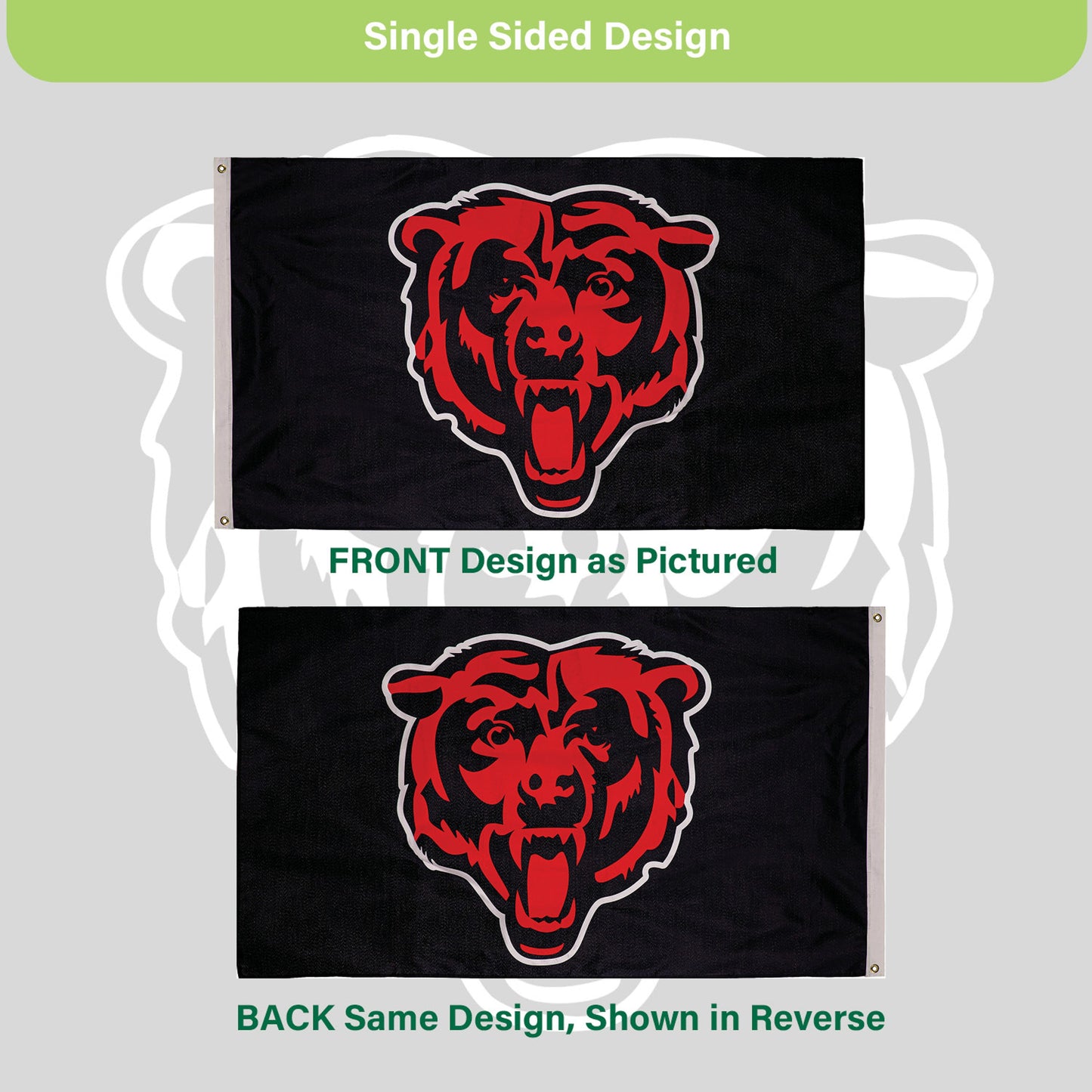 Chicago Bears Single Sided Estate Flag with 2 Grommets 3'x5'