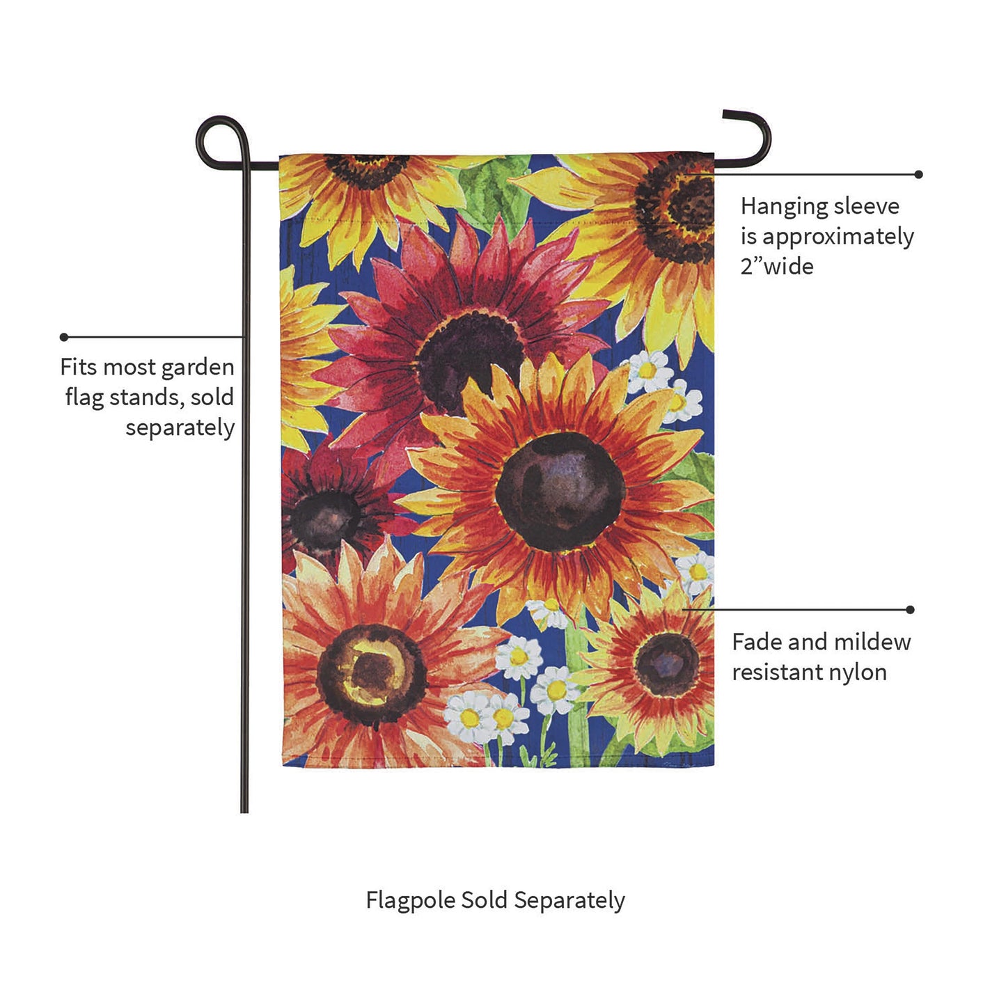 Multi-Color Fall Sunflowers Garden Suede Flag