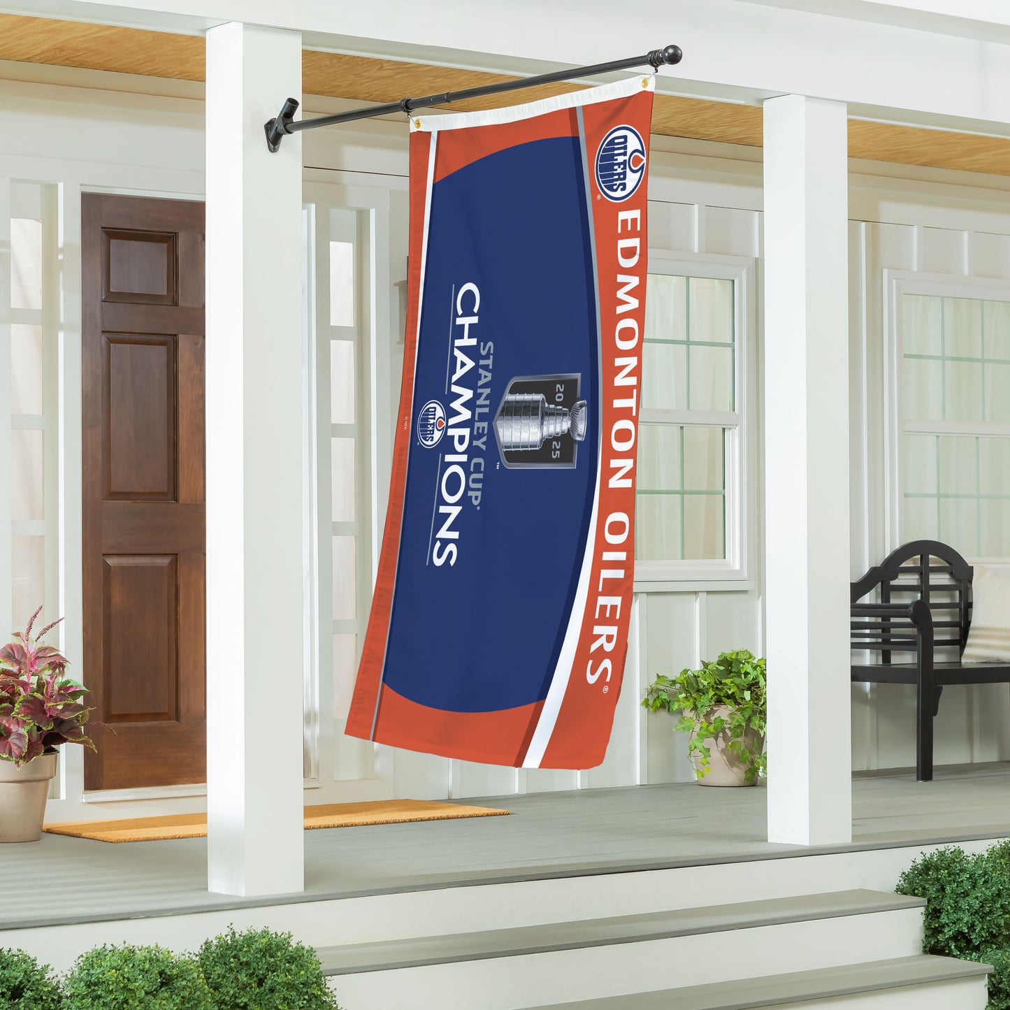 Edmonton Oilers, Stanley Cup 2025 Champions Single Sided Flag w/ 2 Grommets, 3'x5' Estate Size