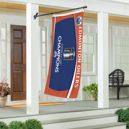Edmonton Oilers, Stanley Cup 2025 Champions Single Sided Flag w/ 2 Grommets, 3'x5' Estate Size