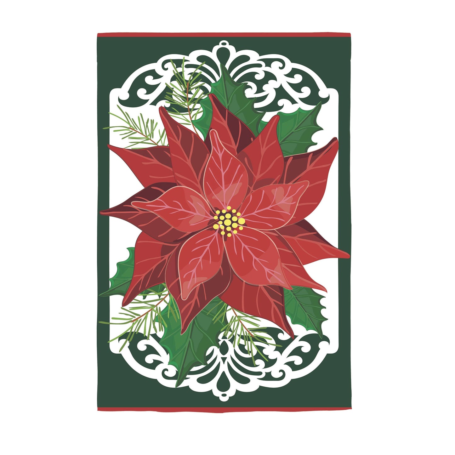 Merry Christmas Poinsettia Applique House Flag