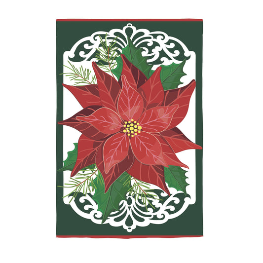 Merry Christmas Poinsettia Applique House Flag
