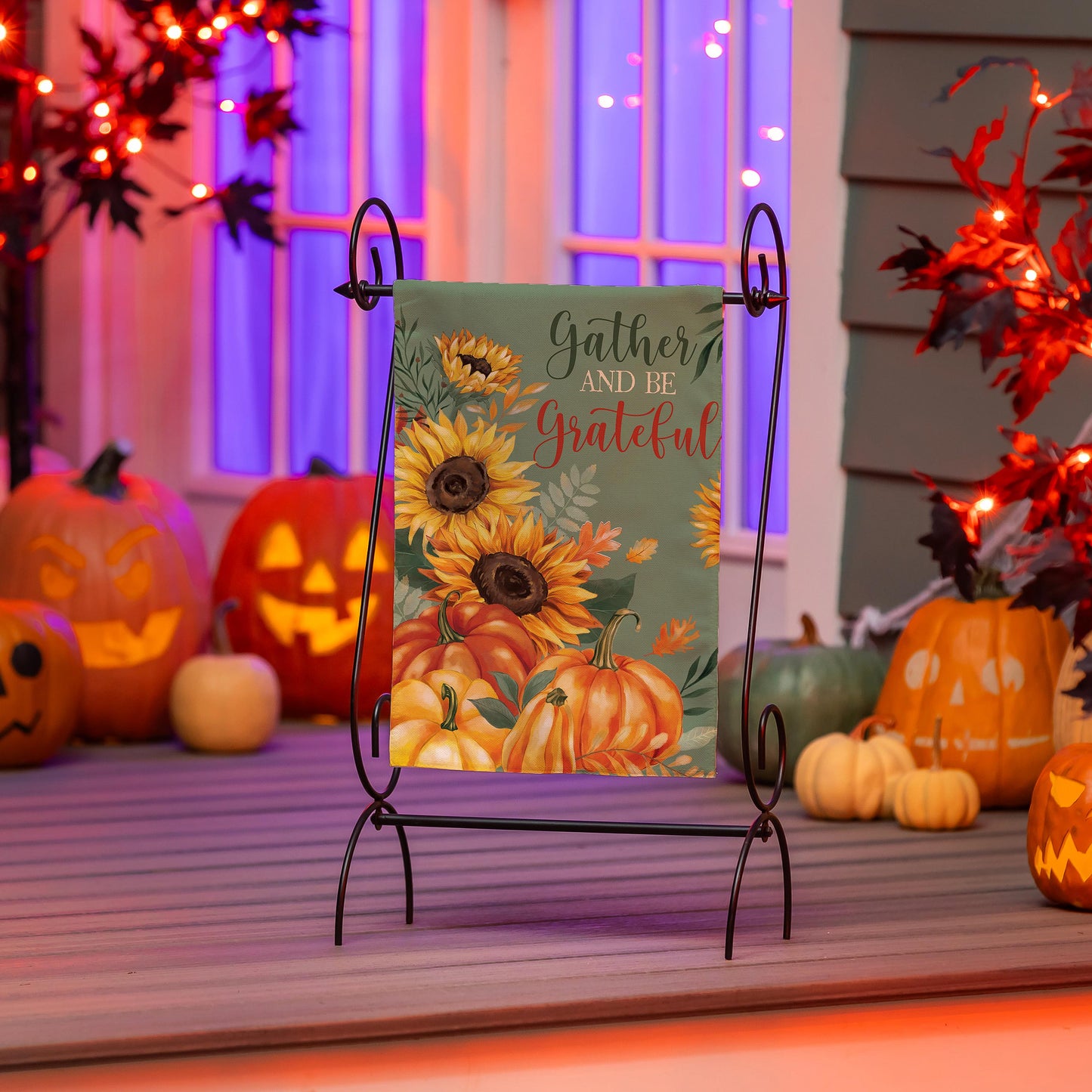 Grateful Gatherings Suede Garden Flag