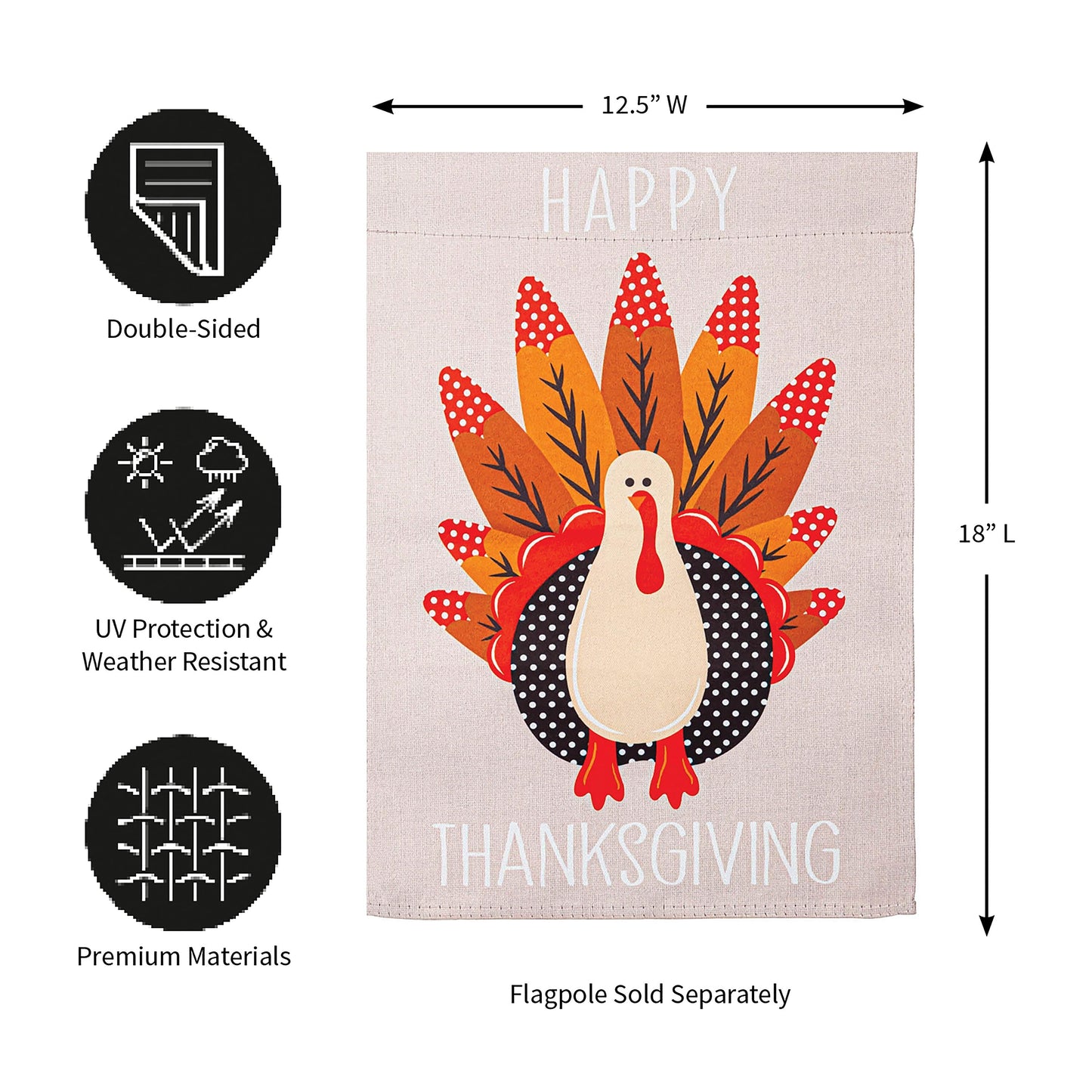 Turkey "Happy Thanksgiving" Garden Suede Flag, SNL