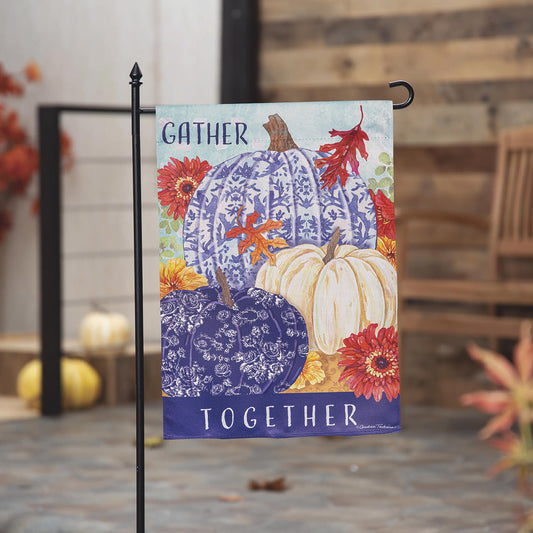 Changing Seasons Pumpkins Suede Garden Flag