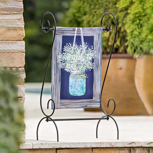 Hanging Mason Jar Garden Linen Flag