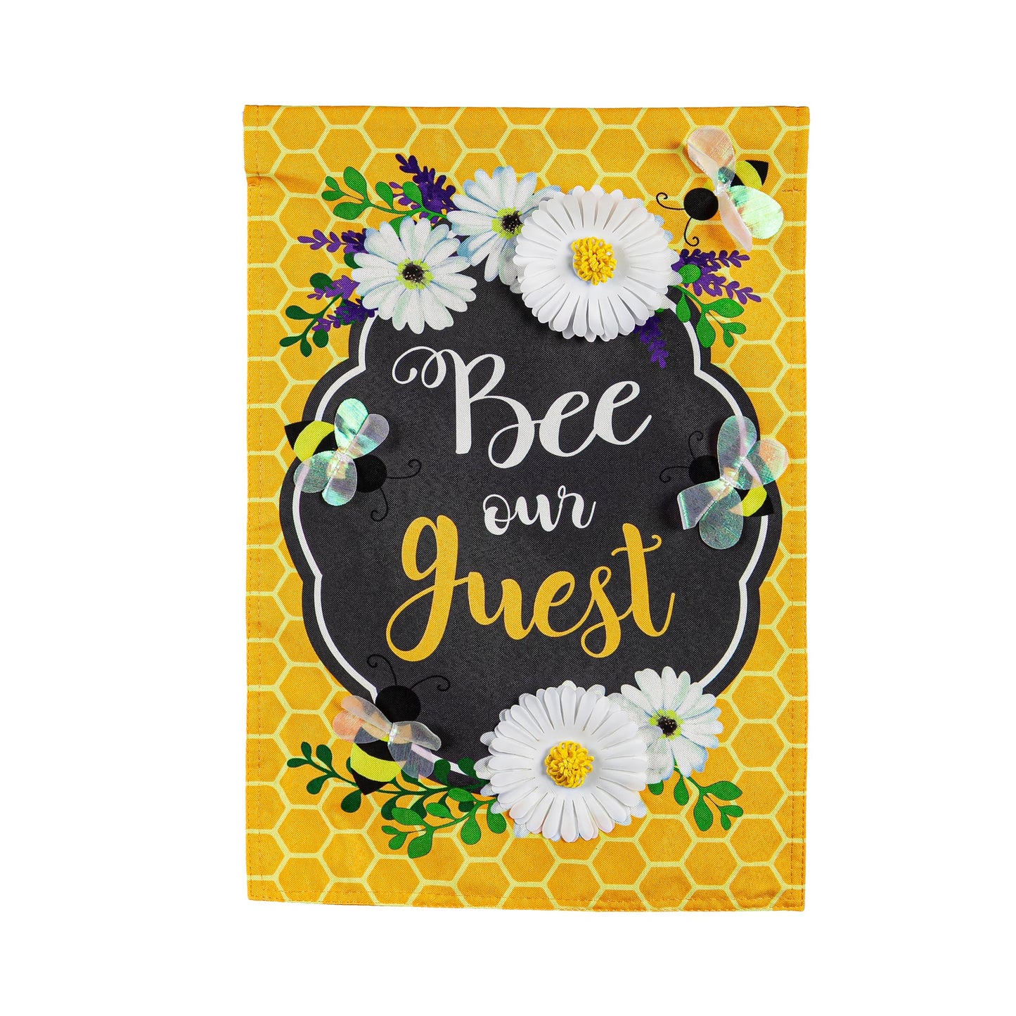 Bee Our Guest Frame Garden Linen Flag