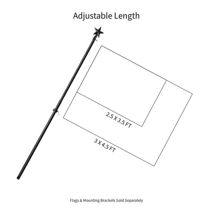 Star Metal Extendable House Flag Pole, Black