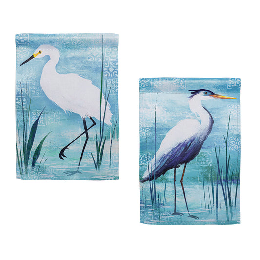 Blue Heron Reversible Suede Garden Flags
