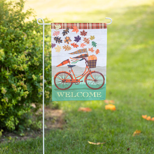 Fall Bicycle Garden Suede Flag