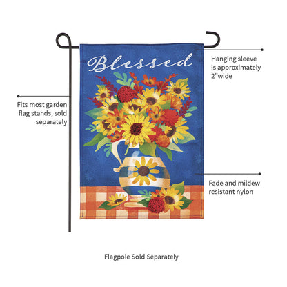 Blessed Floral Arrangement Garden Linen Flag