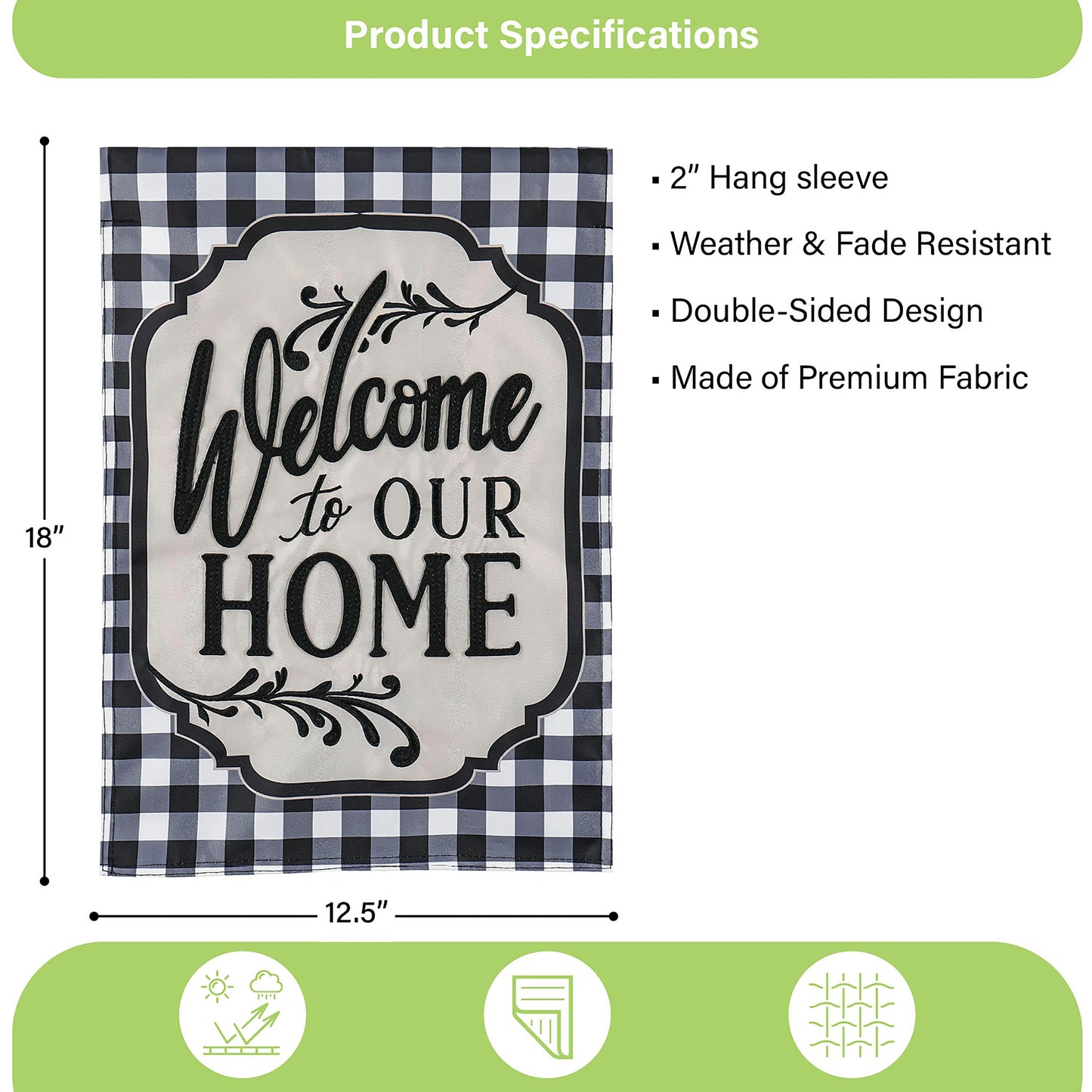 Classic Welcome Home Garden Applique Flag
