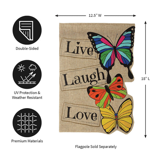 Live Laugh Love Garden Burlap Flag