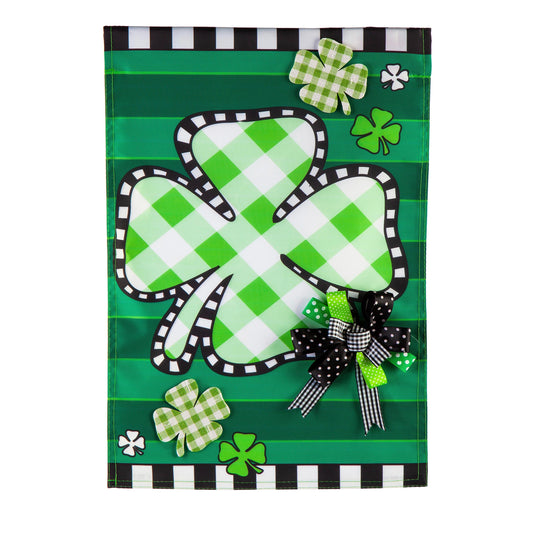 Check Clover Applique House Flag