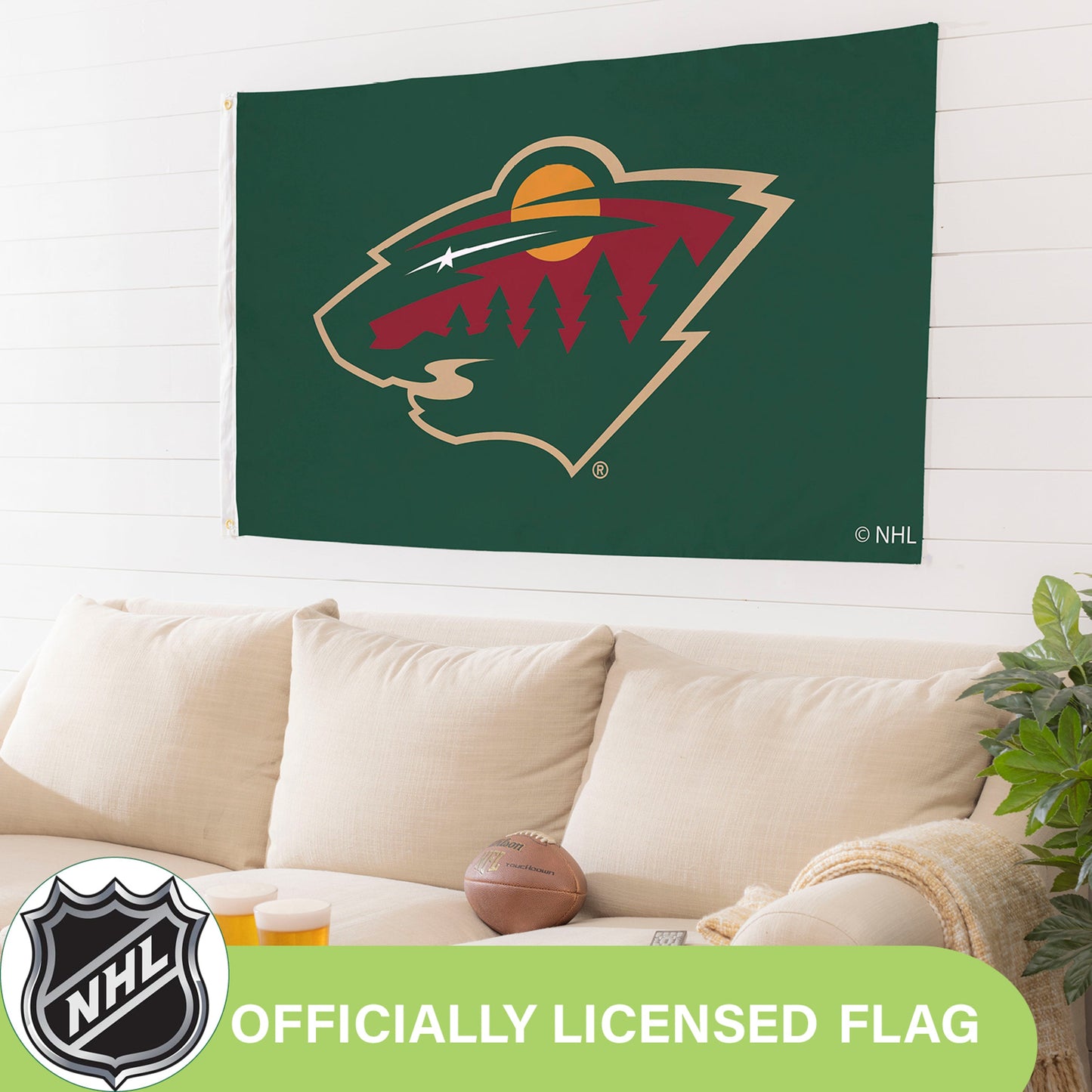 Minnesota Wild Single Sided Flag w/ 2 Grommets, 3'x5'