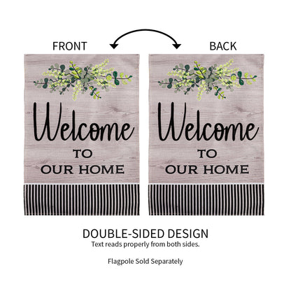 Wood Grain Welcome Garden Burlap Flag