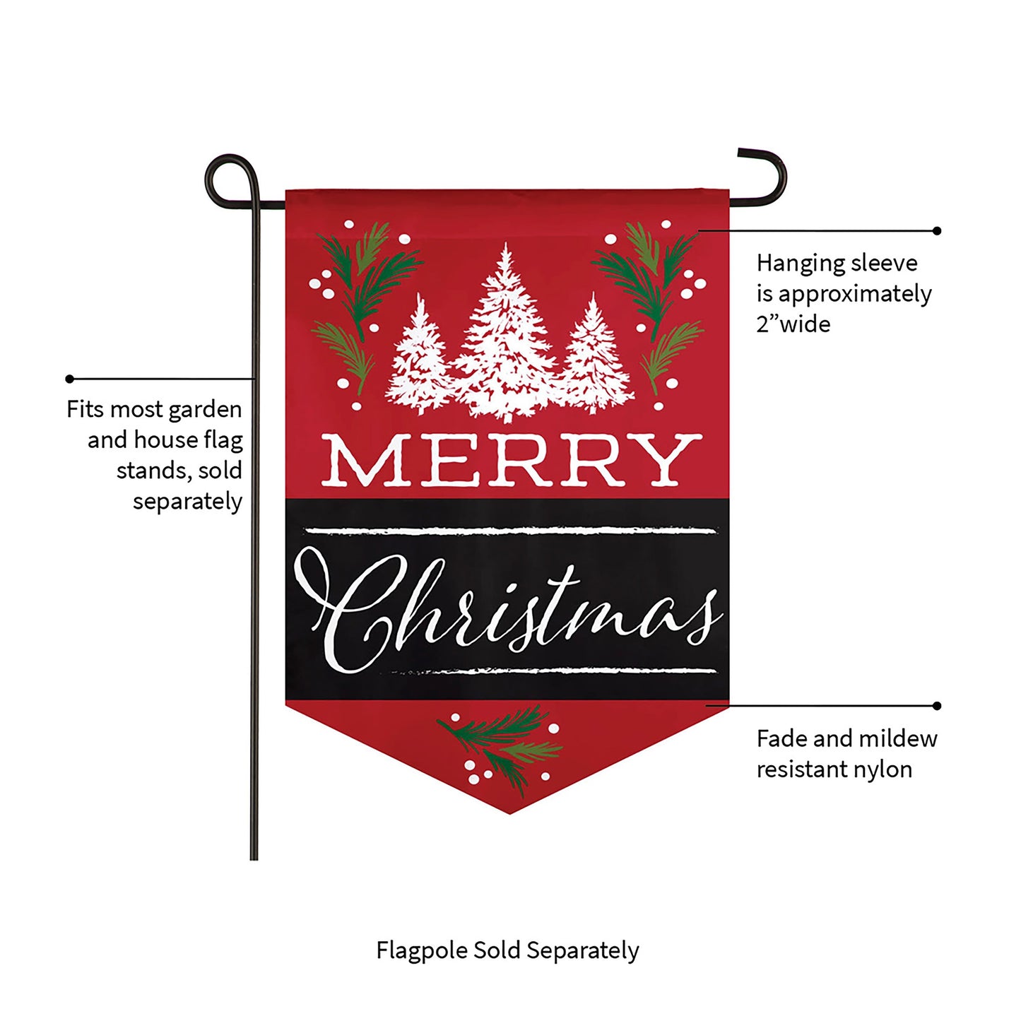 Merry Christmas Garden Burlap Flag