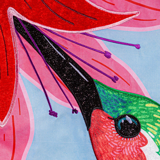 Big Hummingbird Applique Garden Flag