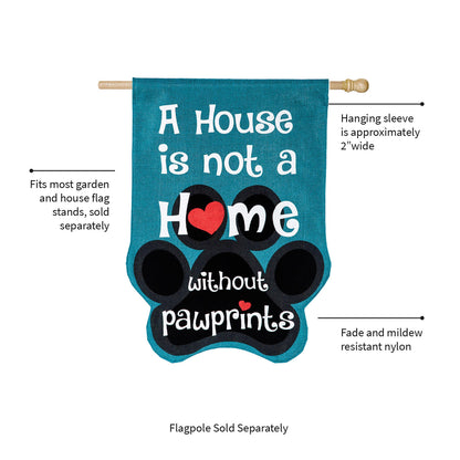 Paw Prints Burlap House Flag