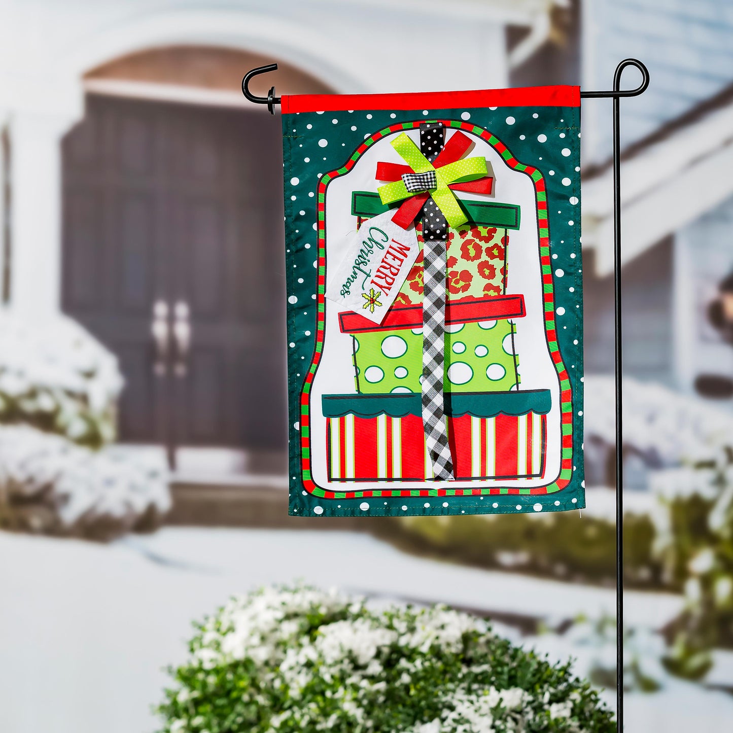 Mixed Print Presents Garden Applique Flag