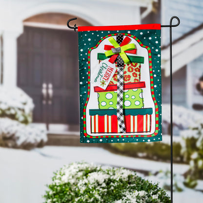 Mixed Print Presents Garden Applique Flag