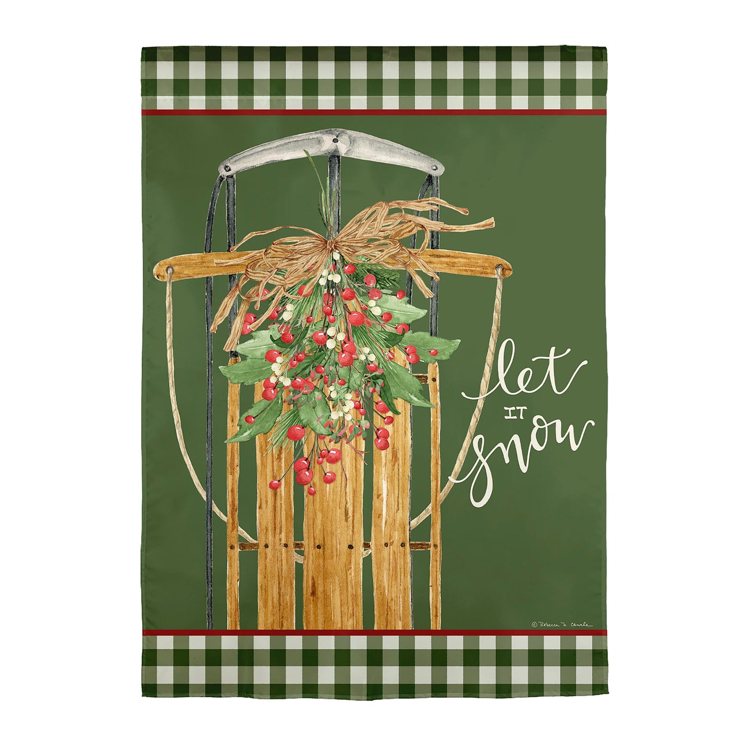 Let It Snow Sleigh Suede Garden Flag