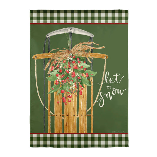 Let It Snow Sleigh Suede Garden Flag