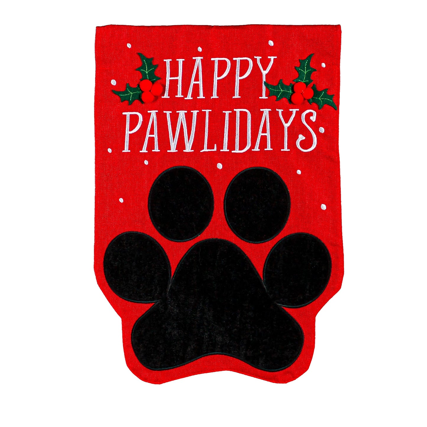 Happy Pawlidays Burlap Garden Flag