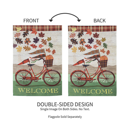 Fall Bicycle Garden Suede Flag