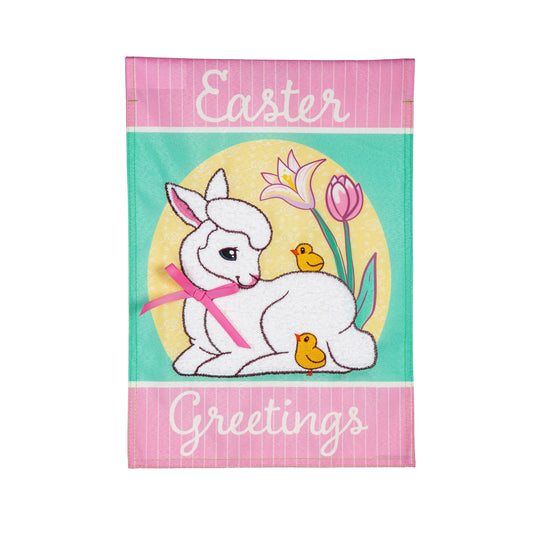 Easter Greeting Linen Garden Flag