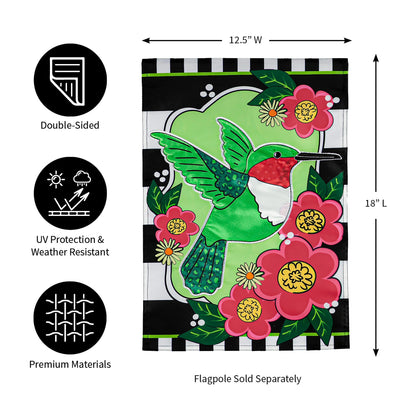 Spring Hummingbird Garden Applique Flag
