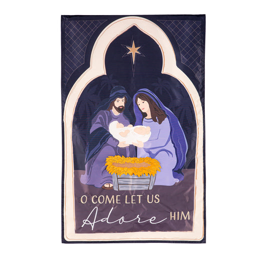 Come Let Us Adore Him Applique House Flag