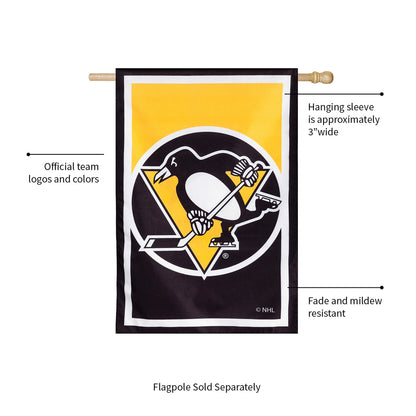 NHL Hockey Burlap House Flag, Pittsburgh Penguins