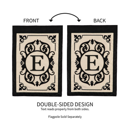 Cambridge Monogram Garden Applique Flag, Letter E