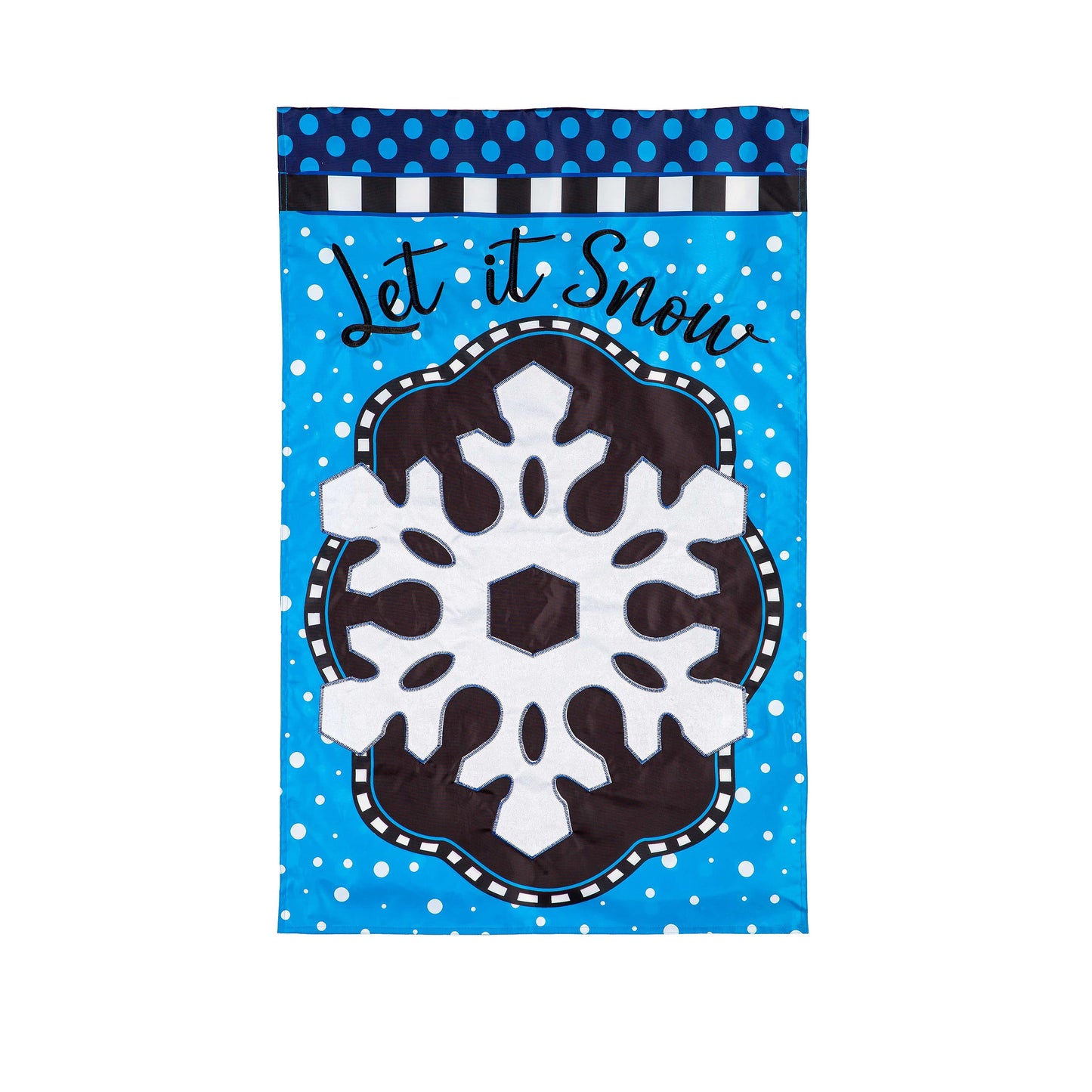 Patterned Snowflake Applique House Flag