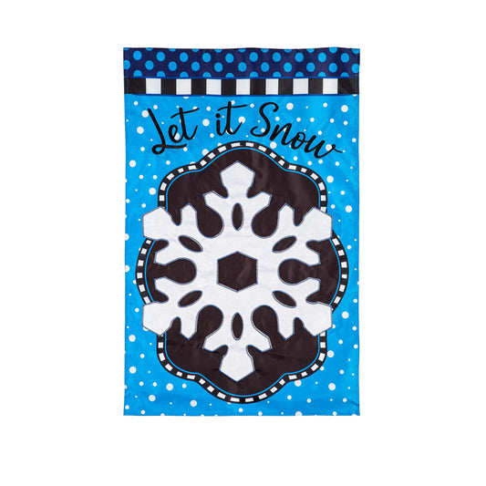 Patterned Snowflake Applique House Flag