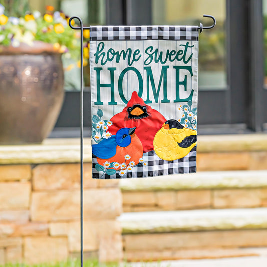 Portly Birds Garden Applique Flag