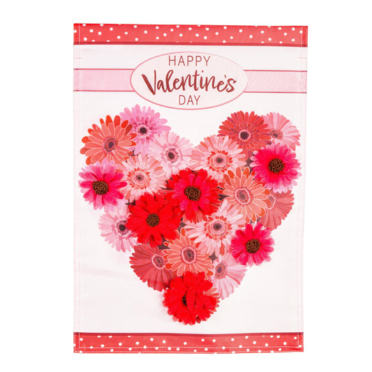 Floral Valentine's Heart Applique House Flag