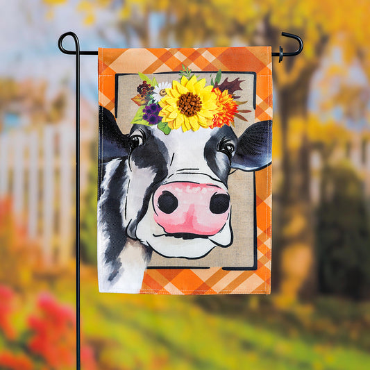 Fall Cow Garden Burlap Flag