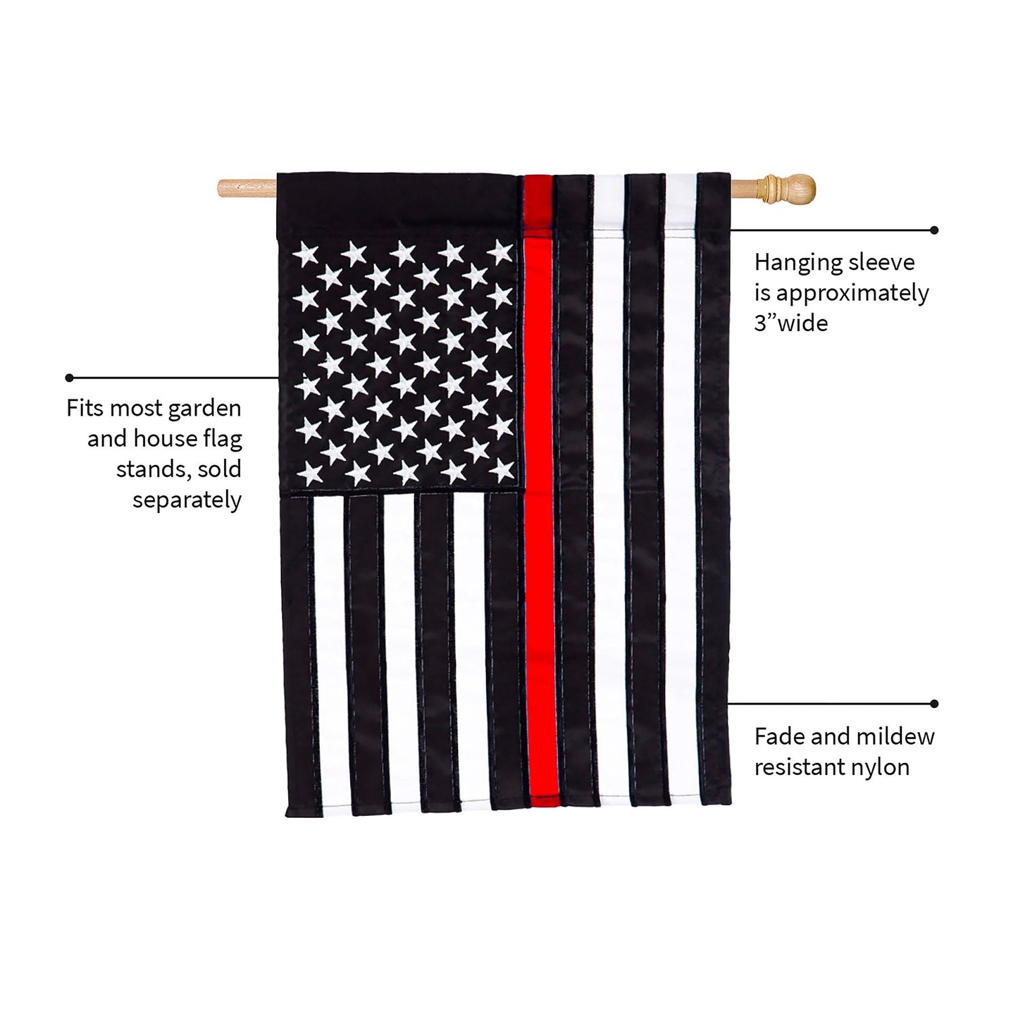 Thin Red Line House Applique Flag
