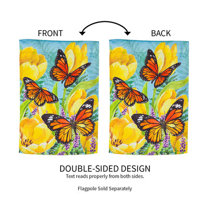 Tulip and Butterfly Garden Suede Flag