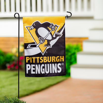 NHL Hockey Burlap Garden Flag, Pittsburgh Penguins