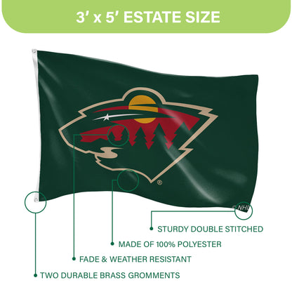 Minnesota Wild Single Sided Flag w/ 2 Grommets, 3'x5'