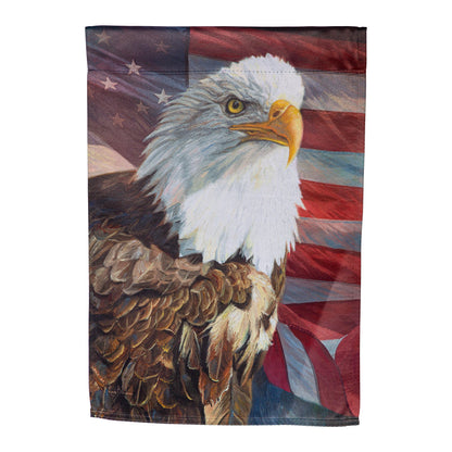 Portrait of An Eagle with American Flag Suede Garden Flag
